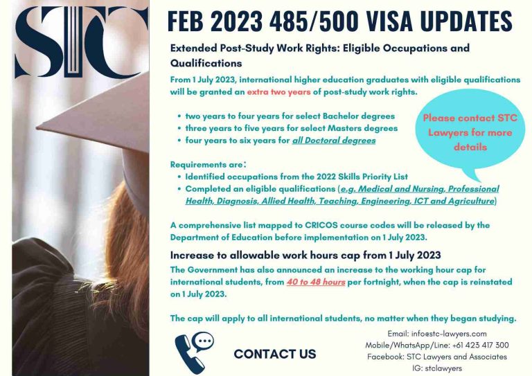 2023-02-22-Feb 2023 Subclass 485 and 500 Updates